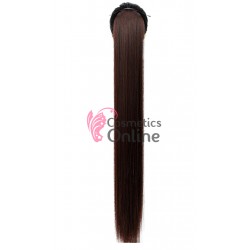 Extensie de par coada dreapta cu snur si pini 85 cm Cod D13-233# Castaniu Inchis